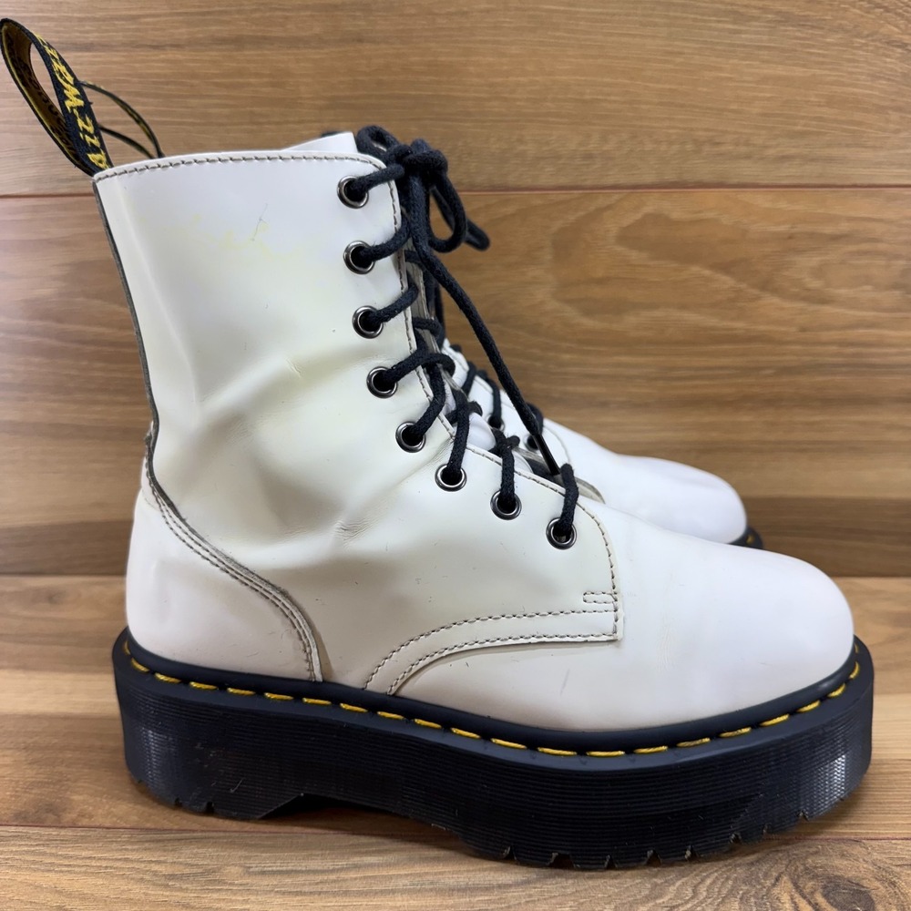 Dr. Martens Jadon Platform Chunky Combat Boots Womens 7 White Leather